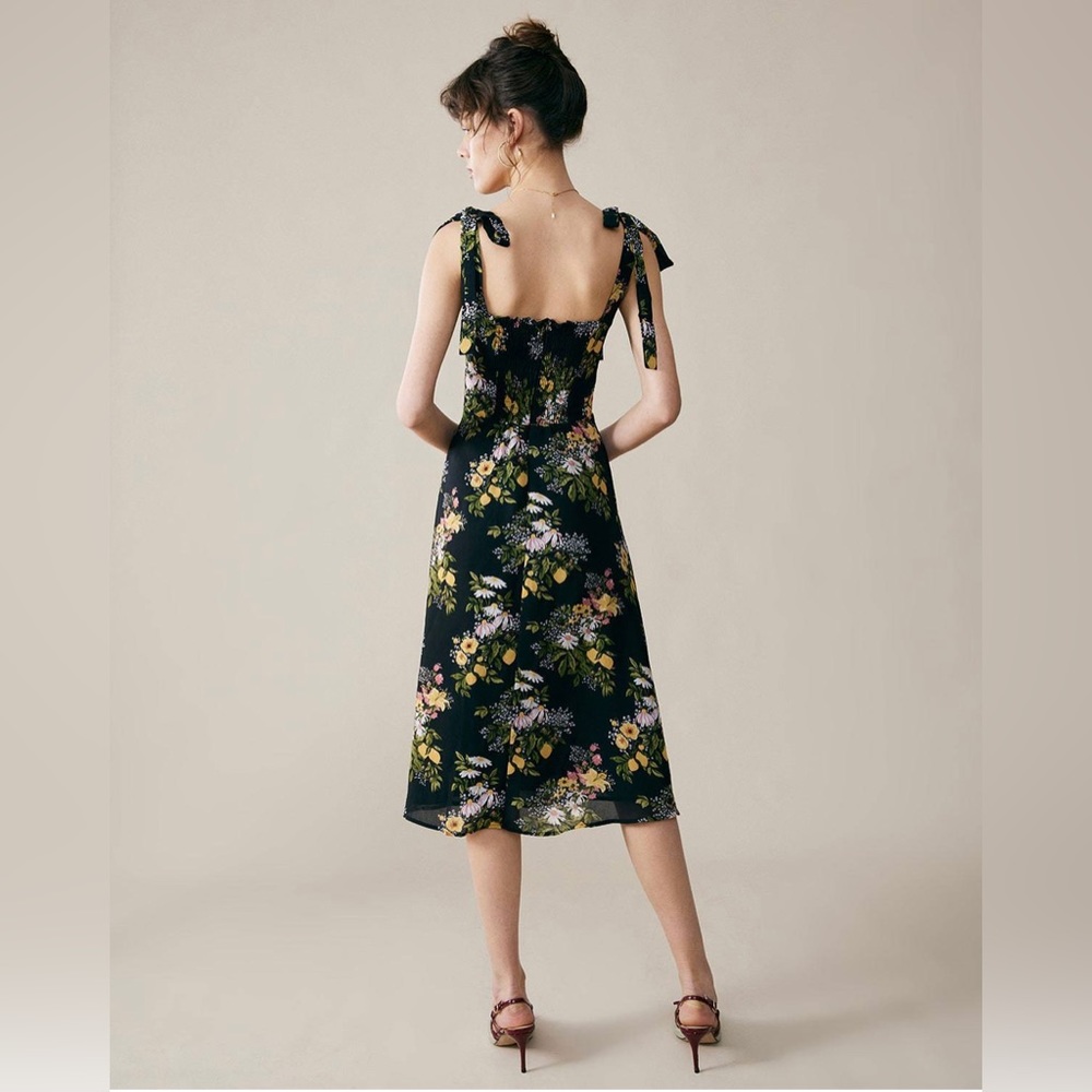 SOLD RIHOAS Black Floral Midi Dress - Picture 4 of 9